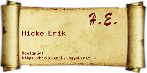 Hicke Erik névjegykártya